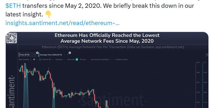 Noticias de Ethereum Las comisiones de Ethereum caen a su nivel más bajo en 5 años a la vez que su volumen de transacciones baja