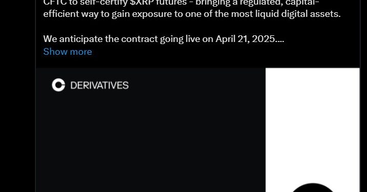 Noticias de Ethereum Coinbase Derivatives ha lanzado contratos futuros sobre XRP