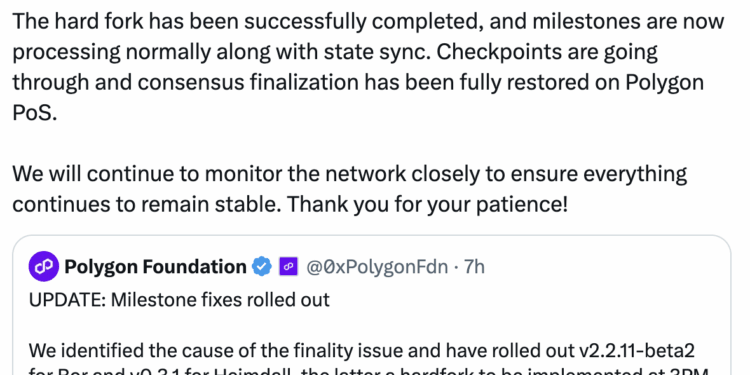 Noticias de Ethereum Polygon Fixes RPC Node Bug, Restoring Network Consensus