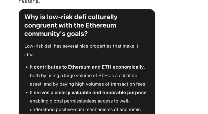 Noticias de Ethereum Low Risk DeFi Could Drive Ethereum Fees While Keeping Values Aligned