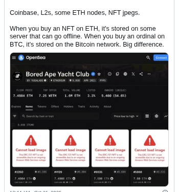 Noticias de Ethereum Caída de Amazon Web Services expone vulnerabilidad en los NFT en Ethereum