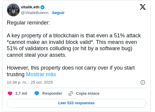 Noticias de Ethereum Vitalik Buterin advierte sobre los validadores blockchain