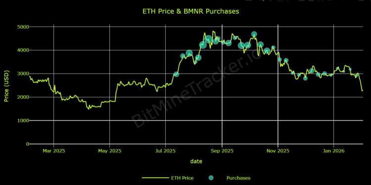 Noticias de Ethereum BitMine $7B Paper Loss, Crypto Crash Pressures ETH Treasuries