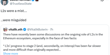 Noticias de Ethereum Vitalik Buterin afirma que la escalabilidad de Ethereum debería pasar de L2