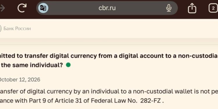 My Crypto Lawyer Sec News Russia blocks Bitcoin transfers to self-custody wallets